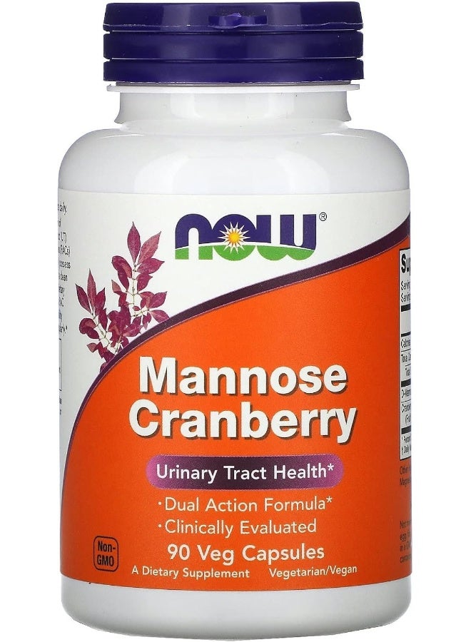 Now Foods, Mannose Cranberry, 90 Veg Capsules - Image 1